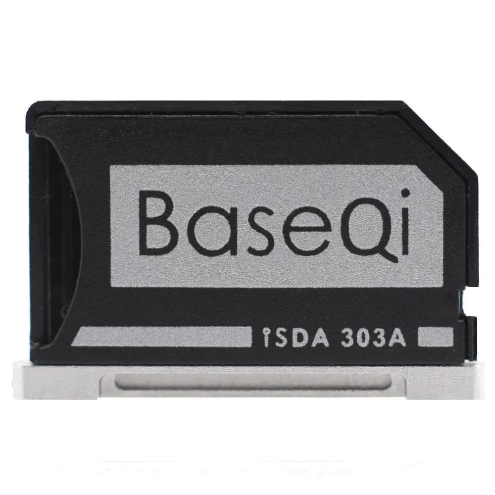 BaseQi Aluminum microSD Adapter for MacBook Pro Retina 13" | Seamless, Compact Storage Expansion — Silver