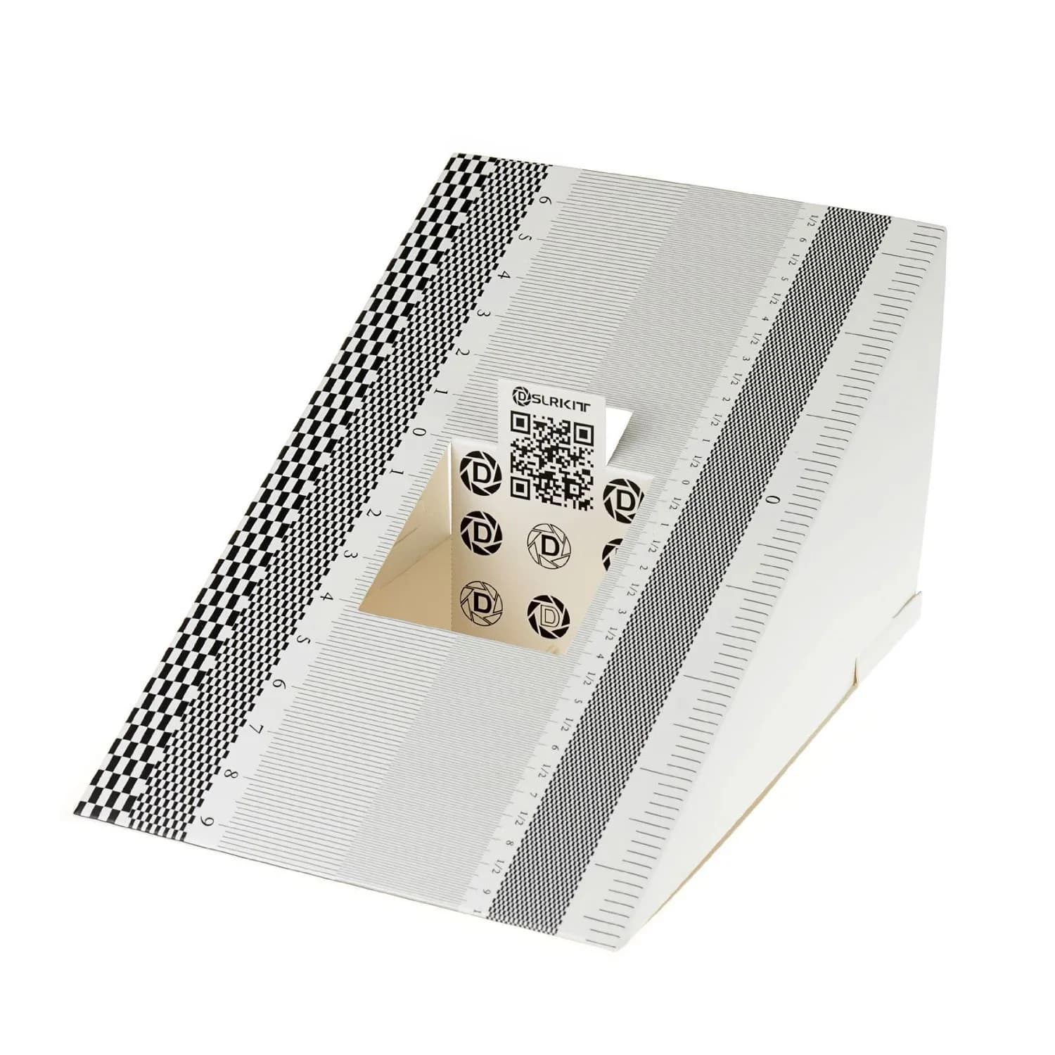 DSLRKIT Lens Focus Calibration Tool Alignment Ruler Folding Card | Precise Auto-Focus Adjustment (70-120 chars) — Black