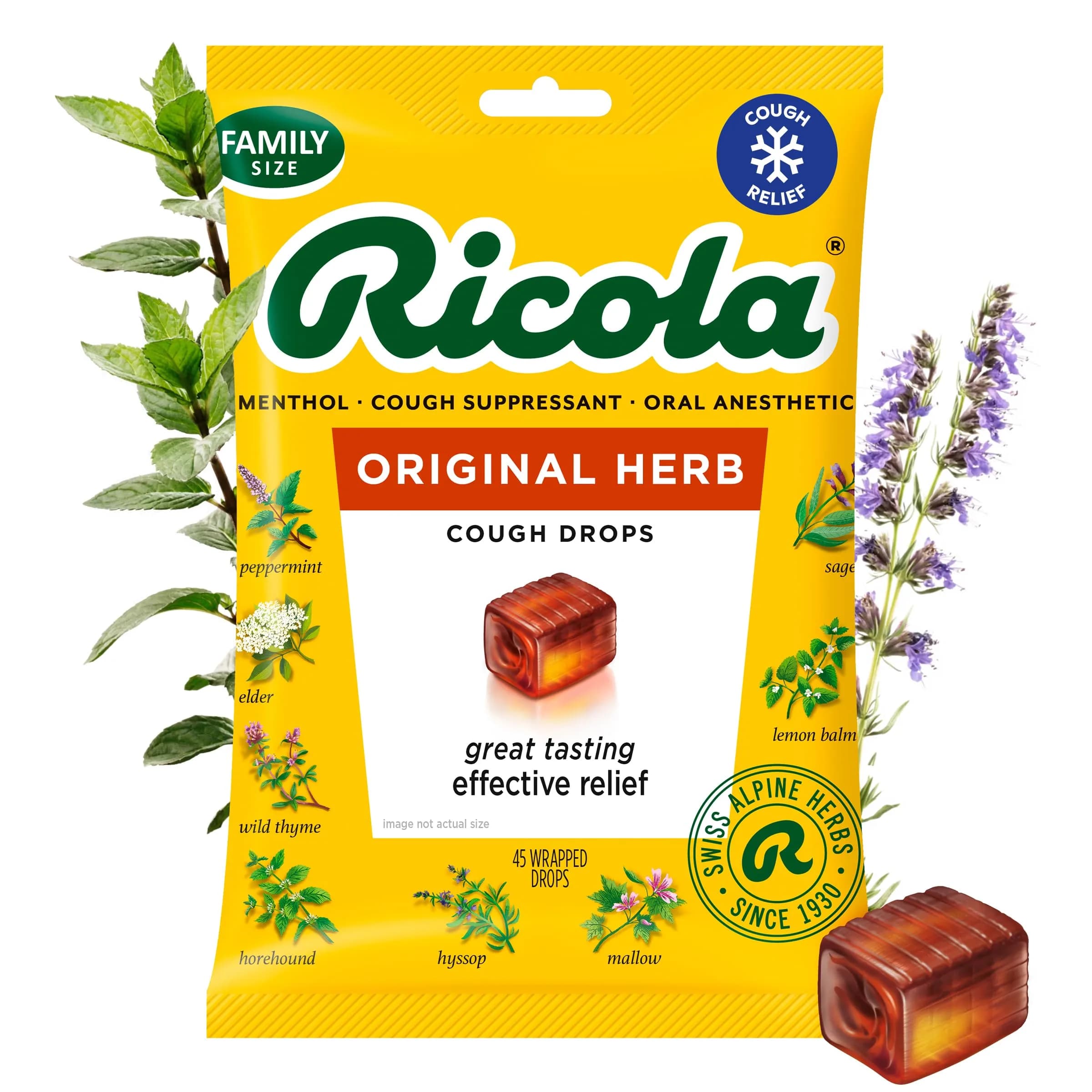 Ricola Original Herb Cough Drops 45 Count | Natural Throat Relief with Swiss Herbs — Original Herb