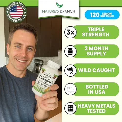 NATURE'S BRANCH Triple Strength Omega 3 Fish Oil 2400mg (120 Count) | Heart, Brain & Eye Health Support with EPA & DHA thumbnail 2