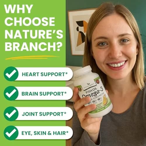 NATURE'S BRANCH Triple Strength Omega 3 Fish Oil 2400mg (120 Count) | Heart, Brain & Eye Health Support with EPA & DHA thumbnail 3