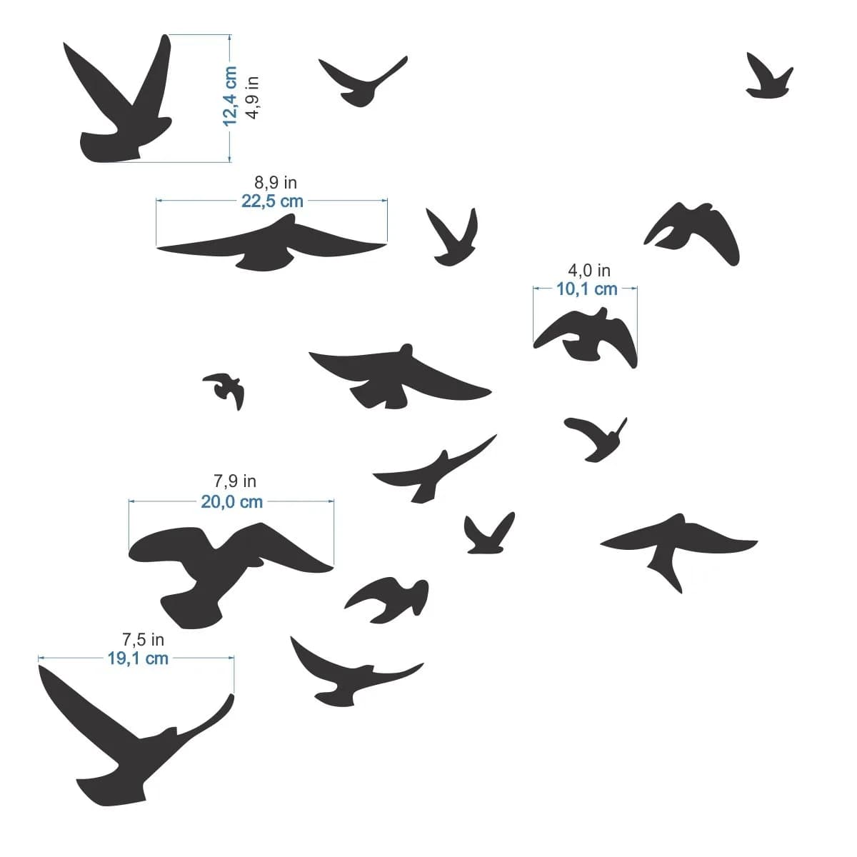 Decooo.be Anti-Collision Bird Strike Window Decals - Black Silhouettes Set of 17 | Prevents Bird Collisions - view 3