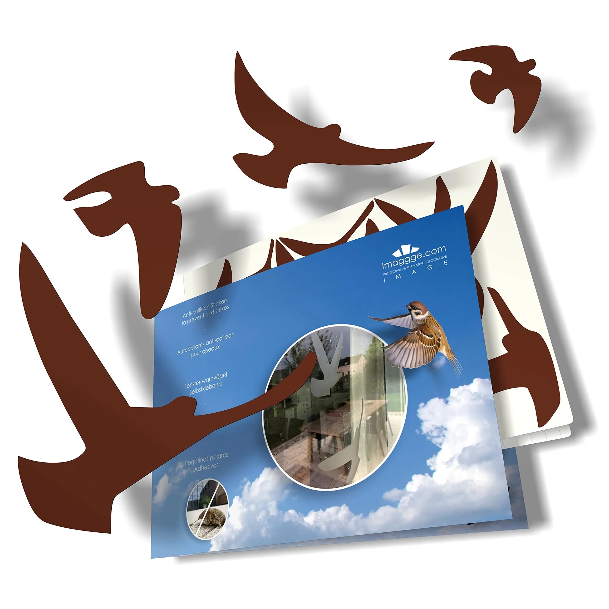 Decooo.be Anti-Collision Bird Strike Window Decals Set of 17 Silhouettes | Brown | Prevents Bird Collisions - view 2