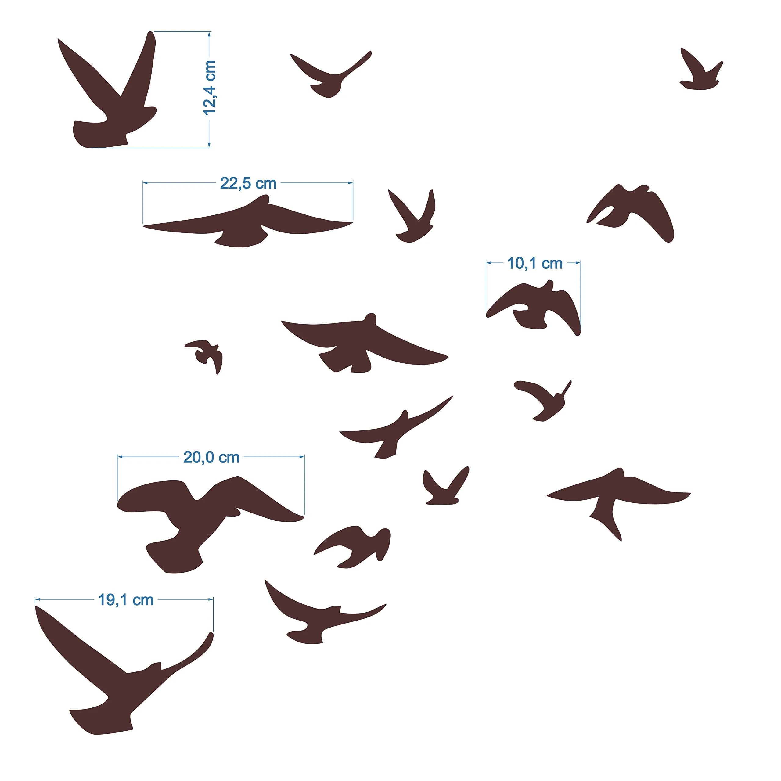 Decooo.be Anti-Collision Bird Strike Window Decals Set of 17 Silhouettes | Brown | Prevents Bird Collisions - view 3