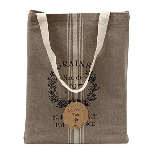 DII Printed Shopping Canvas Bags, Set of 3, French Print | Durable & Reusable Cotton Tote (15x15.25x4") thumbnail 4