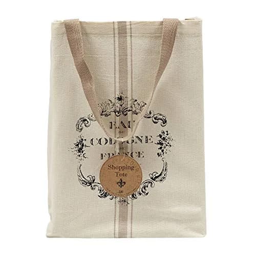 DII Printed Shopping Canvas Bags, Set of 3, French Print | Durable & Reusable Cotton Tote (15x15.25x4") thumbnail 6