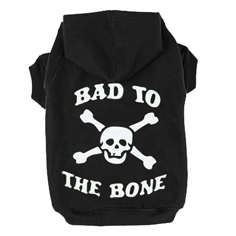 EXPAWLORER Dog Hoodie - Bad to The Bone Halloween Sweater XS | Cozy, Durable & Stylish — Skull