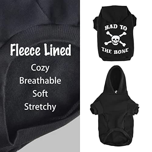 EXPAWLORER Dog Hoodie - Bad to The Bone Halloween Sweater, S | Cozy Fleece Casual Pet Costume for Small Dogs thumbnail 2