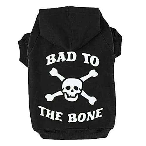 EXPAWLORER Dog Hoodie - Bad to The Bone Halloween Sweater, M | Casual Fall & Winter Dog Apparel thumbnail 1