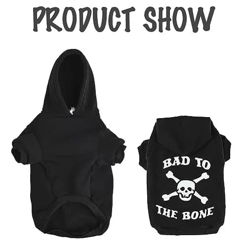 EXPAWLORER Dog Hoodie - Bad to The Bone Halloween Sweater, M | Casual Fall & Winter Dog Apparel thumbnail 5