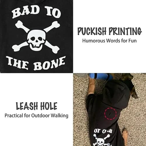 EXPAWLORER Dog Hoodie - Bad to The Bone Halloween Sweater, M | Casual Fall & Winter Dog Apparel thumbnail 3