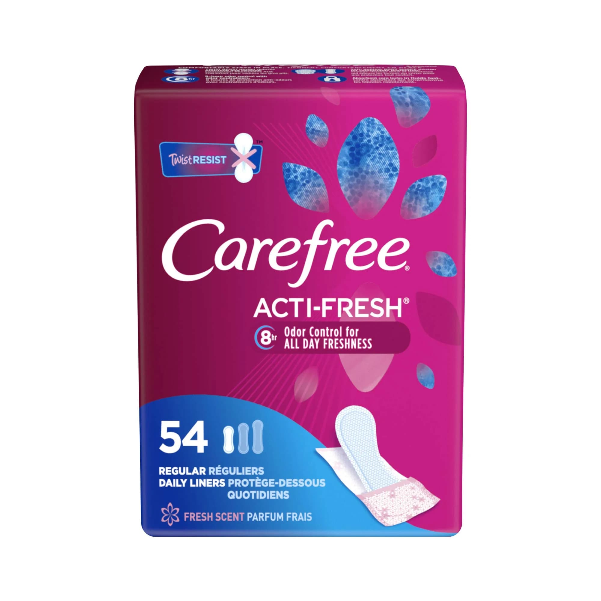 Carefree Acti-Fresh Panty Liners 54 Count | Fresh Scented, Light Leak Protection — Efsasf