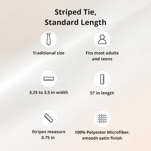 tiemart Striped Tie (Black and Gold) | Classic Pattern, 57" Length, Polyester thumbnail 6