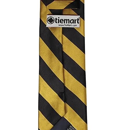 tiemart Striped Tie (Black and Gold) | Classic Pattern, 57" Length, Polyester thumbnail 7