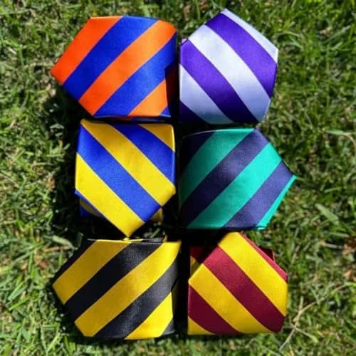 tiemart Striped Tie (Black and Gold) | Classic Pattern, 57" Length, Polyester thumbnail 9