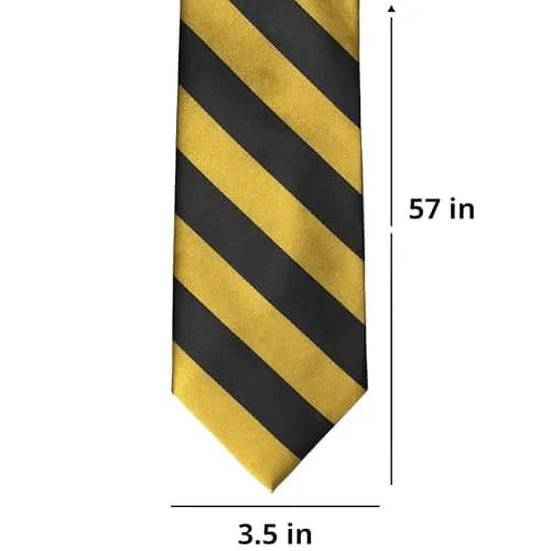tiemart Striped Tie (Black and Gold) | Classic Pattern, 57" Length, Polyester thumbnail 3