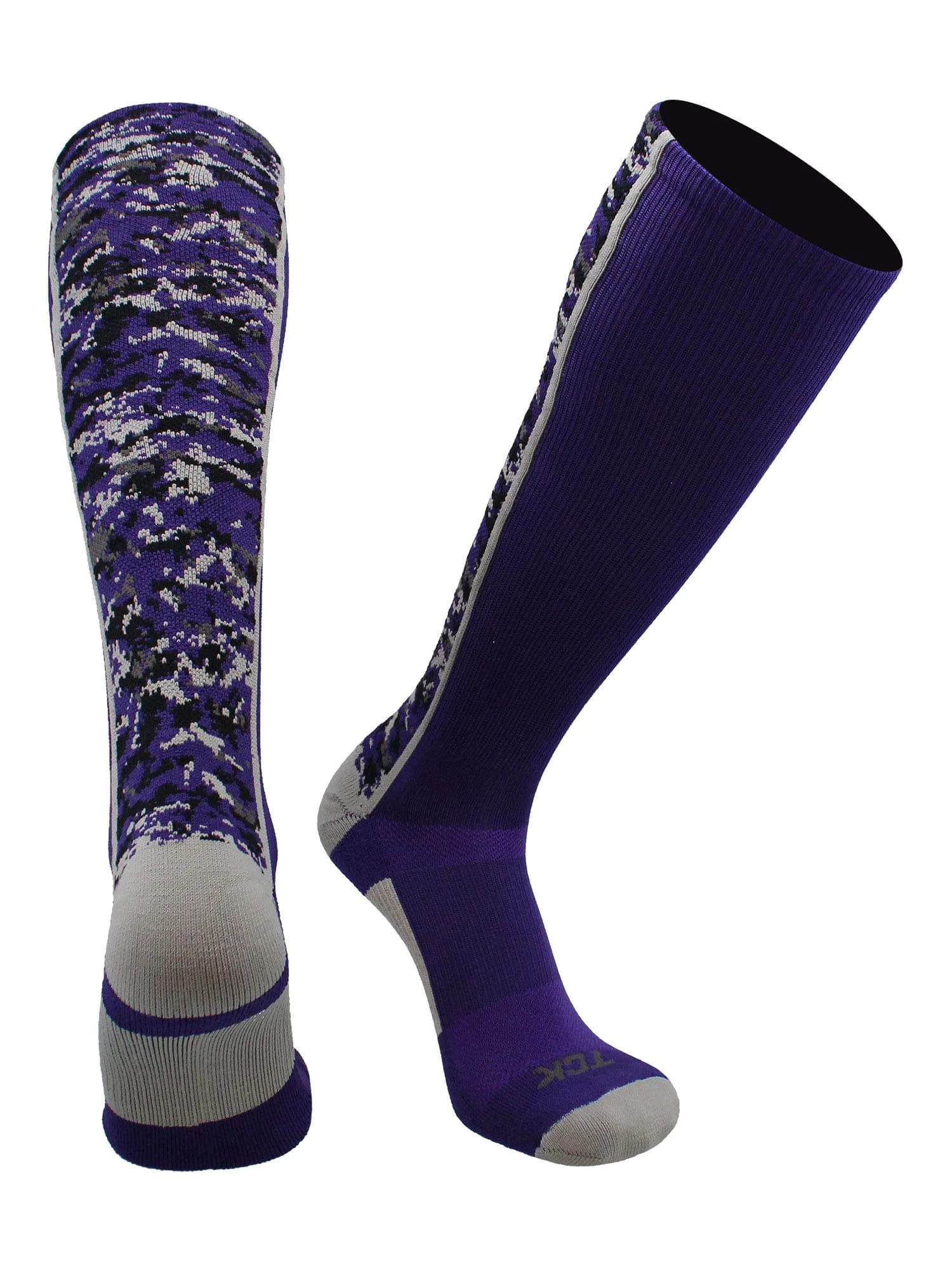 TCK Digital Camo OTC Socks for Youth & Adults - Navy, Large | Athletic Support & Durability — Purple / Medium