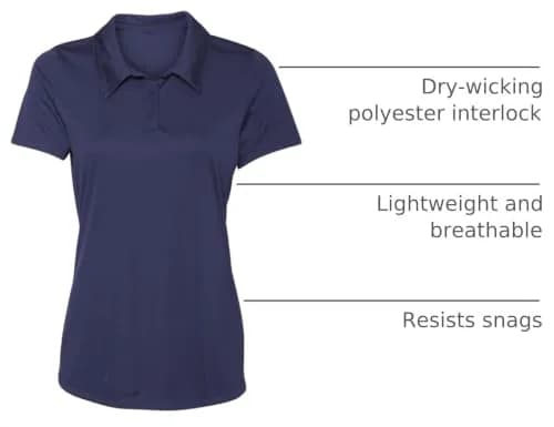 Opna Women's Dry-Fit Golf Polo Shirts 3-Button in Navy | Moisture Wicking & Breathable (70-120 chars) thumbnail 4