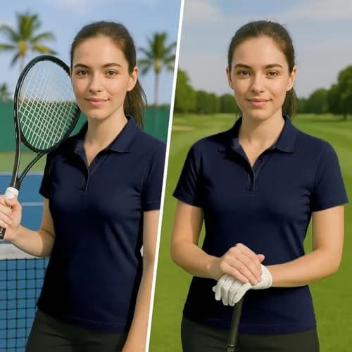 Opna Women's Dry-Fit Golf Polo Shirts 3-Button in Navy | Moisture Wicking & Breathable (70-120 chars) thumbnail 7