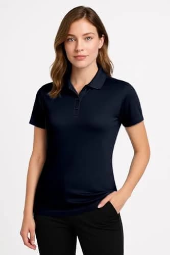 Opna Women's Dry-Fit Golf Polo Shirts 3-Button in Navy | Moisture Wicking & Breathable (70-120 chars) thumbnail 2