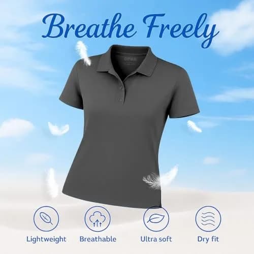 Opna Women's Dry-Fit Golf Polo Shirts 3-Button in 20 Colors XS-3XL | Moisture-Wicking & Breathable Athletic Fit thumbnail 6