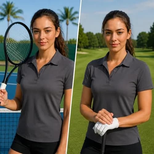 Opna Women's Dry-Fit Golf Polo Shirts 3-Button in 20 Colors XS-3XL | Moisture-Wicking & Breathable Athletic Fit thumbnail 7