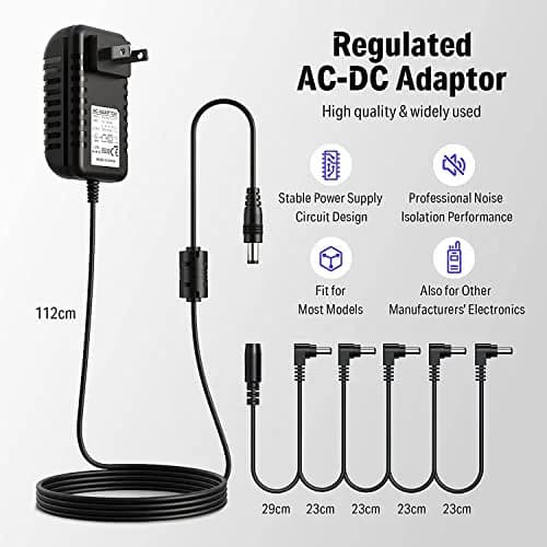 Donner DPA-1 9V DC 1A Power Supply Adapter with 5-Way Daisy Chain Cable | Powers Keyboards & Guitar Pedals thumbnail 2