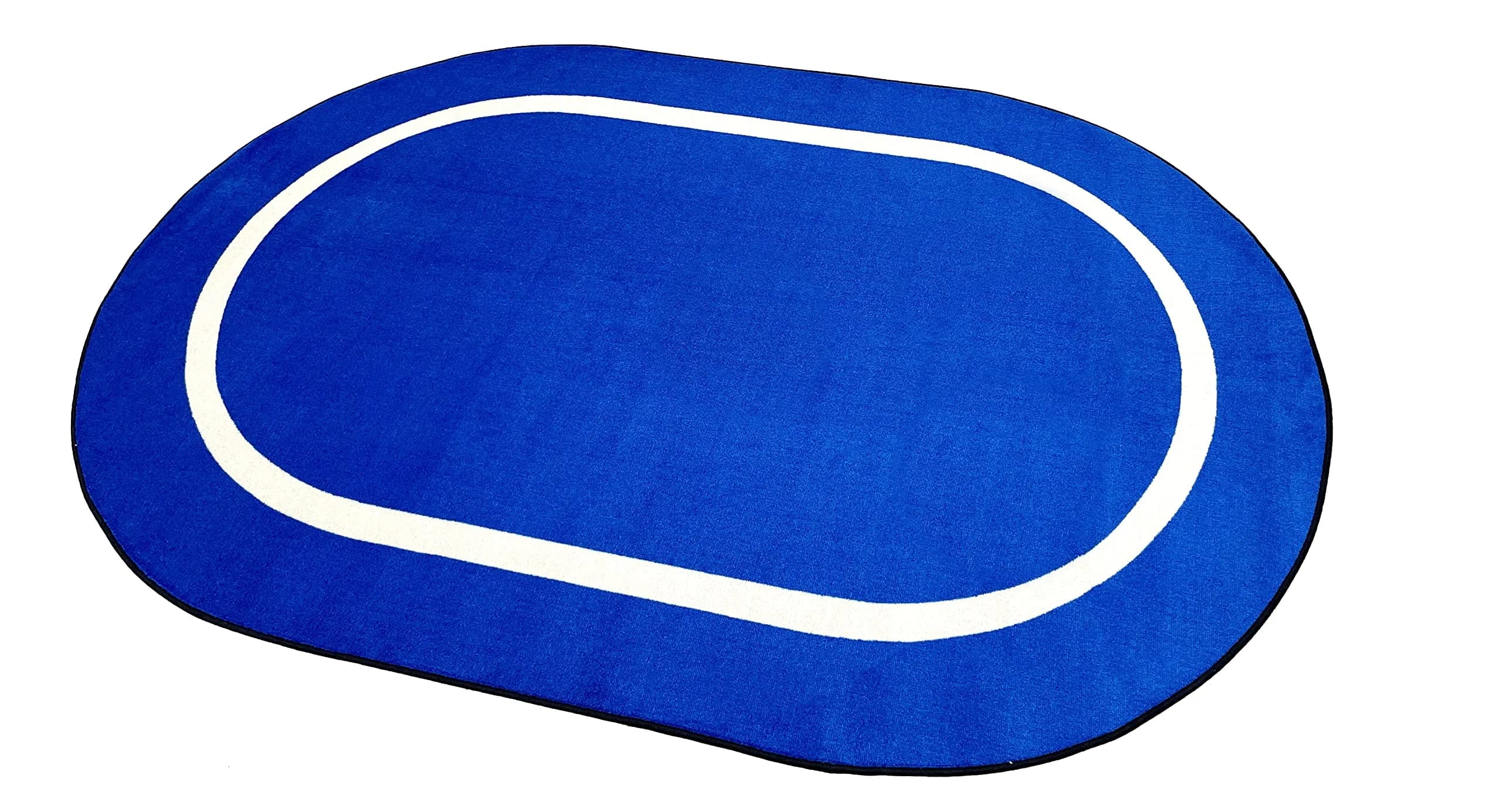 KIDCARPET.COM Montessori Classroom Rug, 4' x 6' Oval, Blue/Crème | Educational Classroom Rug for Kids — Blue/Crème