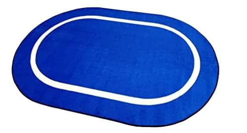 KIDCARPET.COM Montessori Classroom Rug, 4' x 6' Oval, Blue/Crème | Educational Classroom Rug for Kids thumbnail 1