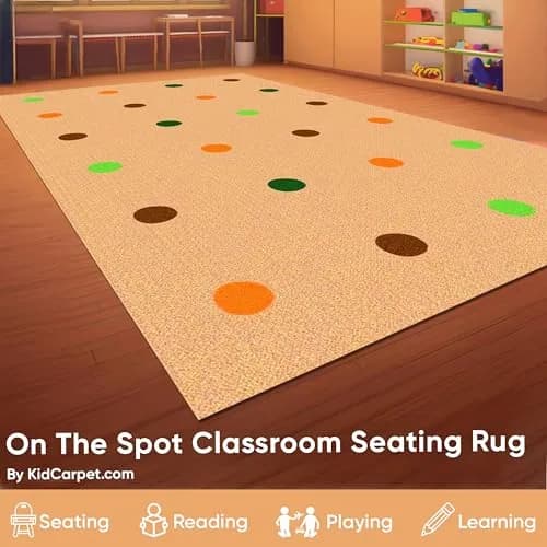 KIDCARPET.COM KidCarpet On The Spot Classroom Seating Rug, 6' x 8'6" Jungle Colors on Tan | Durable, Safety-Approved Classroom Rug thumbnail 2