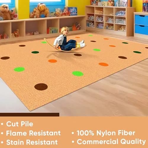 KIDCARPET.COM KidCarpet On The Spot Classroom Seating Rug, 6' x 8'6" Jungle Colors on Tan | Durable, Safety-Approved Classroom Rug thumbnail 3