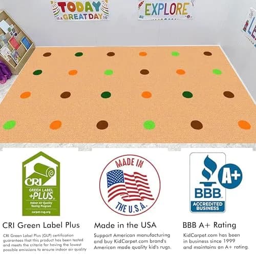 KIDCARPET.COM KidCarpet On The Spot Classroom Seating Rug, 6' x 8'6" Jungle Colors on Tan | Durable, Safety-Approved Classroom Rug thumbnail 4