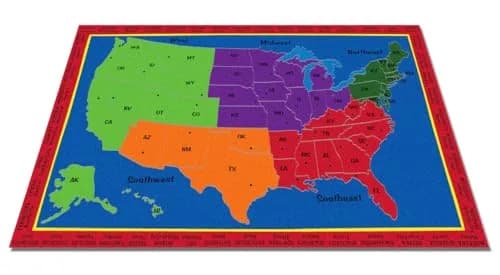 KIDCARPET.COM Map of The USA with Regions Classroom Rug | Geography Learning Carpet for Preschool & Elementary thumbnail 2