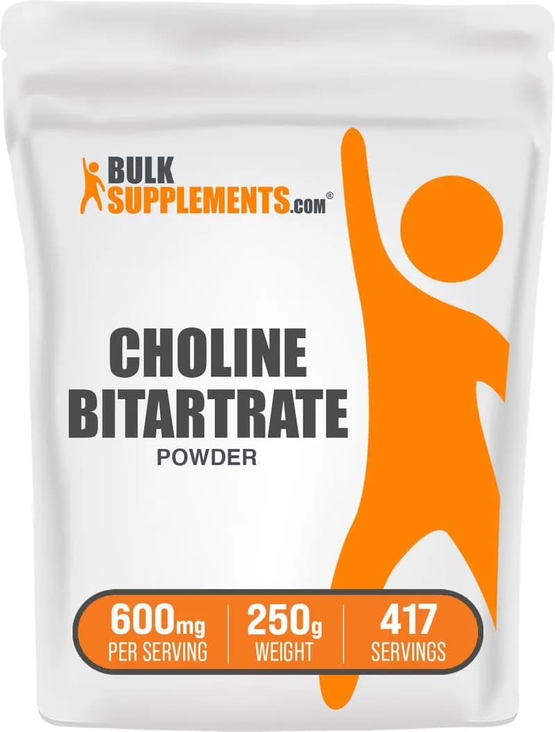 BulkSupplements Choline Bitartrate Powder 250g (8.8 oz) | Supports Overall Health & Cognitive Function — 8.75 Ounce