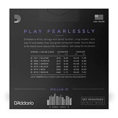 D'Addario NYXL1149-3P Electric Guitar Strings, Medium 11-49 Gauge, 3 Sets | Enhanced Tuning Stability & Mid-Range Presence thumbnail 2