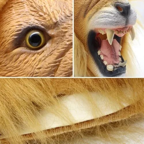 CreepyParty Lion Head Mask for Adults, Natural Latex Full Head Mask | Halloween Cosplay Costume thumbnail 2
