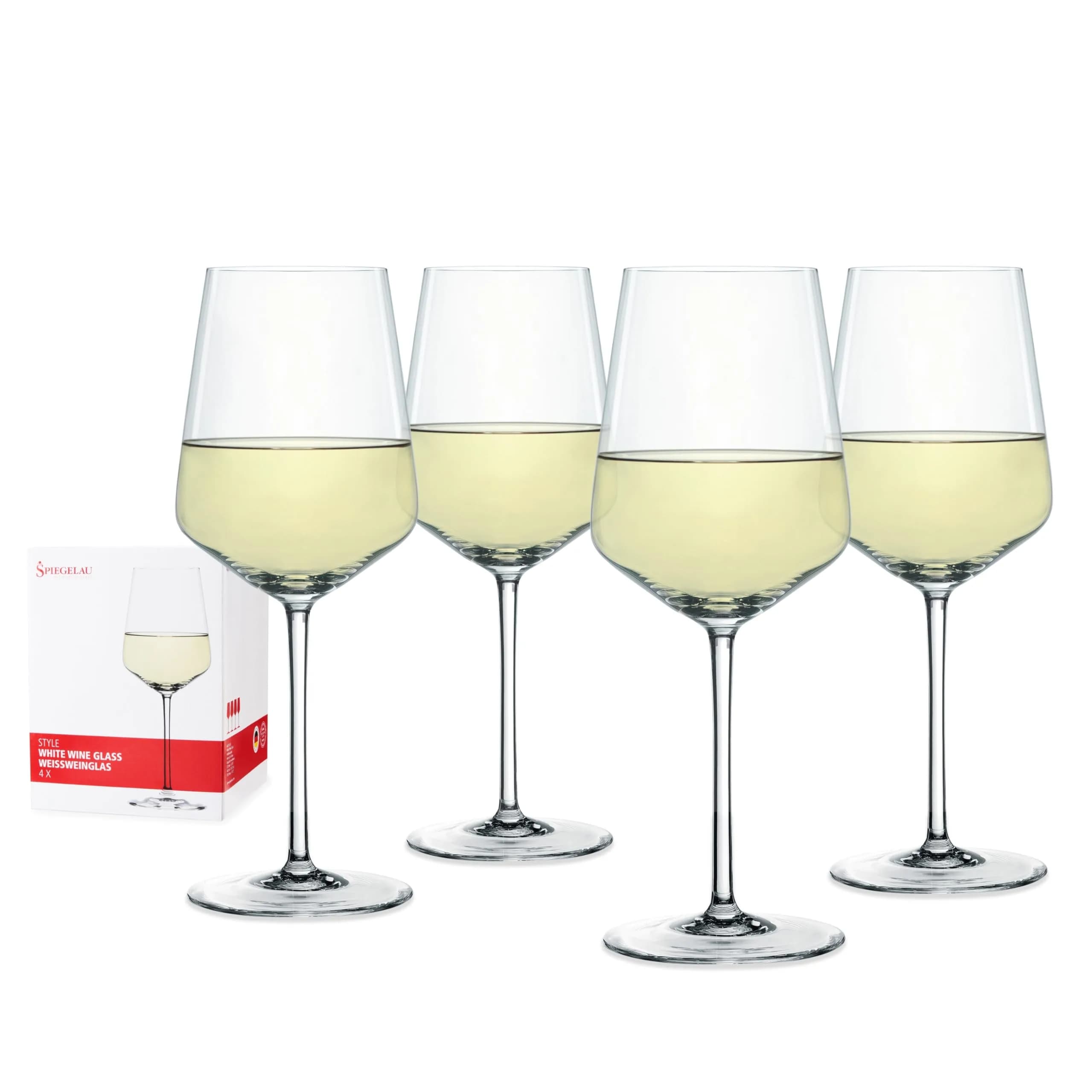 Spiegelau Style Crystal White Wine Glasses Set of 4 | Elegant Lead-Free Crystal, 15.5 oz, Perfect for Dinner & Gifts