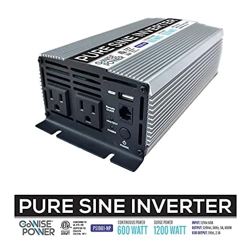 GoWISE Power 600W Pure Sine Wave Inverter 12V DC to 115V AC | Compact, Efficient Emergency Power thumbnail 7