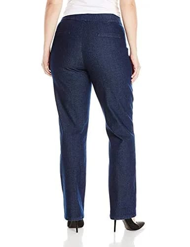 Chic Classic Collection Women's Easy Fit Elastic Waist Jean, Dark Shade, 18 US | Comfortable Stretch Denim for Indian Women thumbnail 2