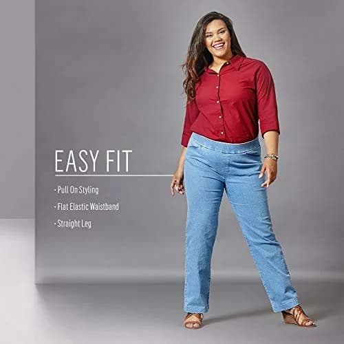 Chic Classic Collection Women's Easy Fit Elastic Waist Jean, Dark Shade, 18 US | Comfortable Stretch Denim for Indian Women thumbnail 3