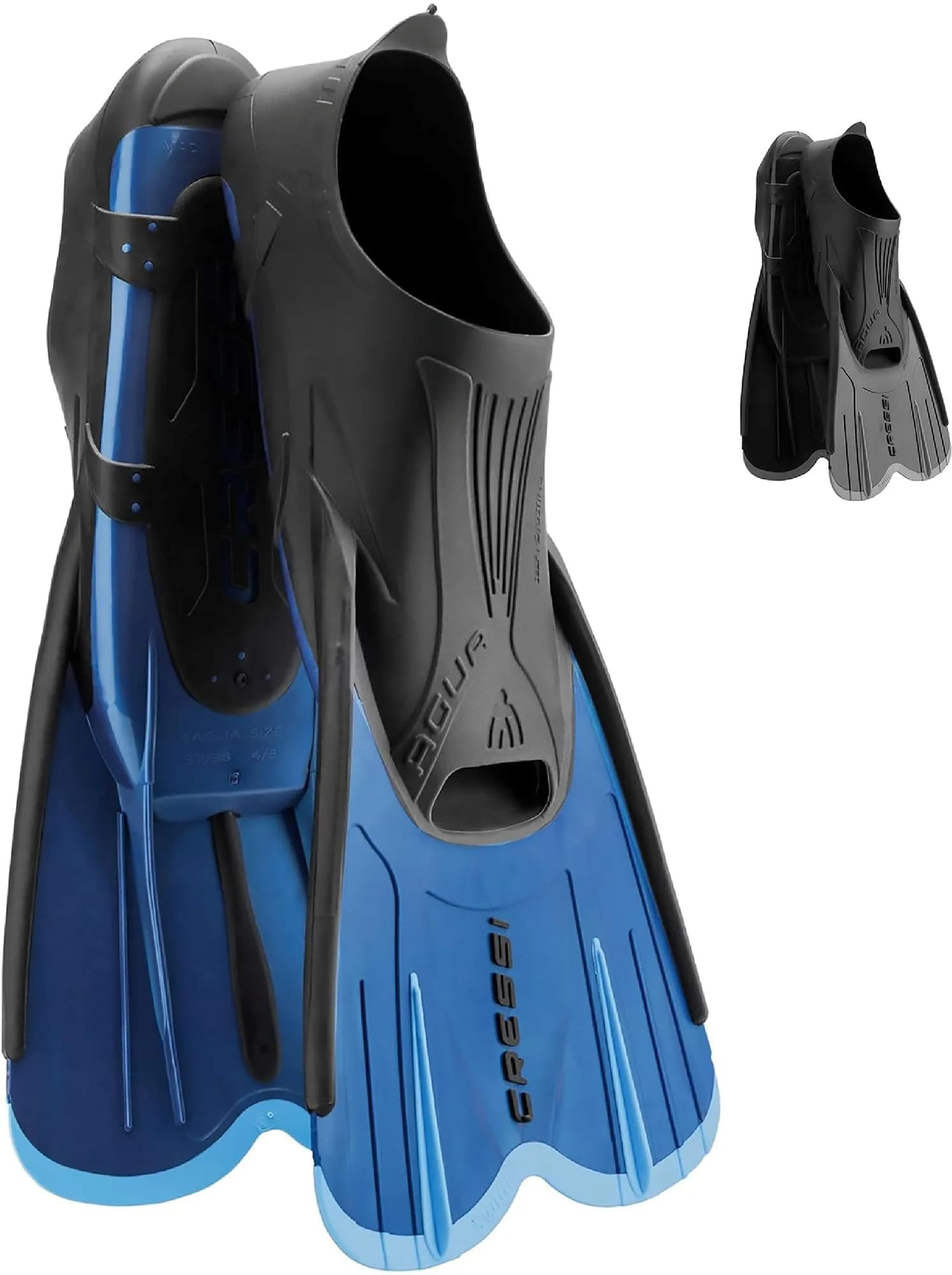 Cressi Agua Short Full Foot Pocket Fins, Blue/Azure, EU 39/40 | Lightweight, Travel-Ready Snorkeling Fins - main product image