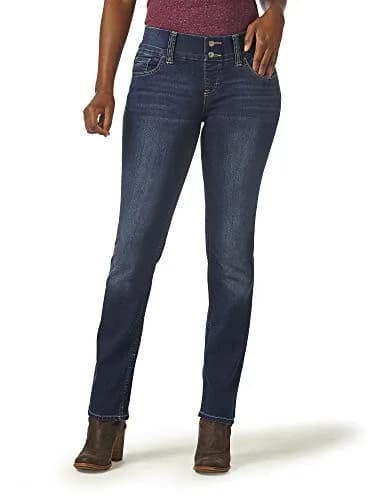Riders Women’s Pull-On Waist Smoother Straight-Leg Jean,Polar Drift,16 Petite | Cotton & Spandex Stretch Denim thumbnail 1