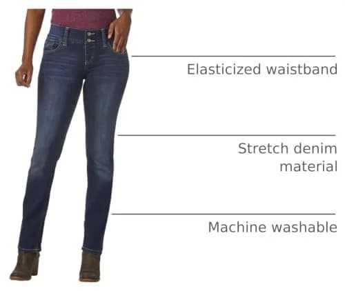 Riders Women’s Pull-On Waist Smoother Straight-Leg Jean,Polar Drift,16 Petite | Cotton & Spandex Stretch Denim thumbnail 3