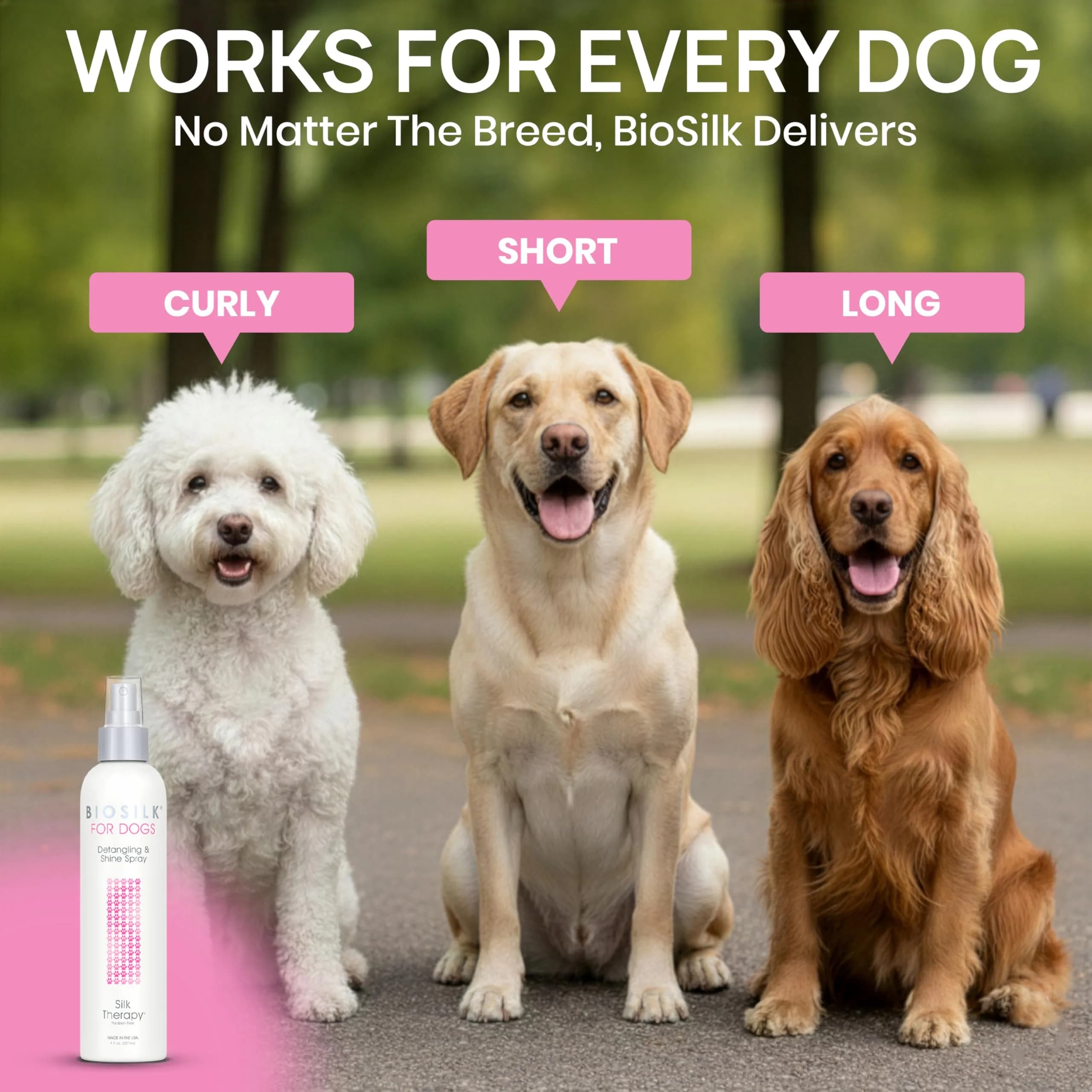 BioSilk for Dogs Silk Therapy Detangling and Shine Spray 237ml (8 Fl Oz) | pH Balanced Leave-In Mist for Dematting - view 4