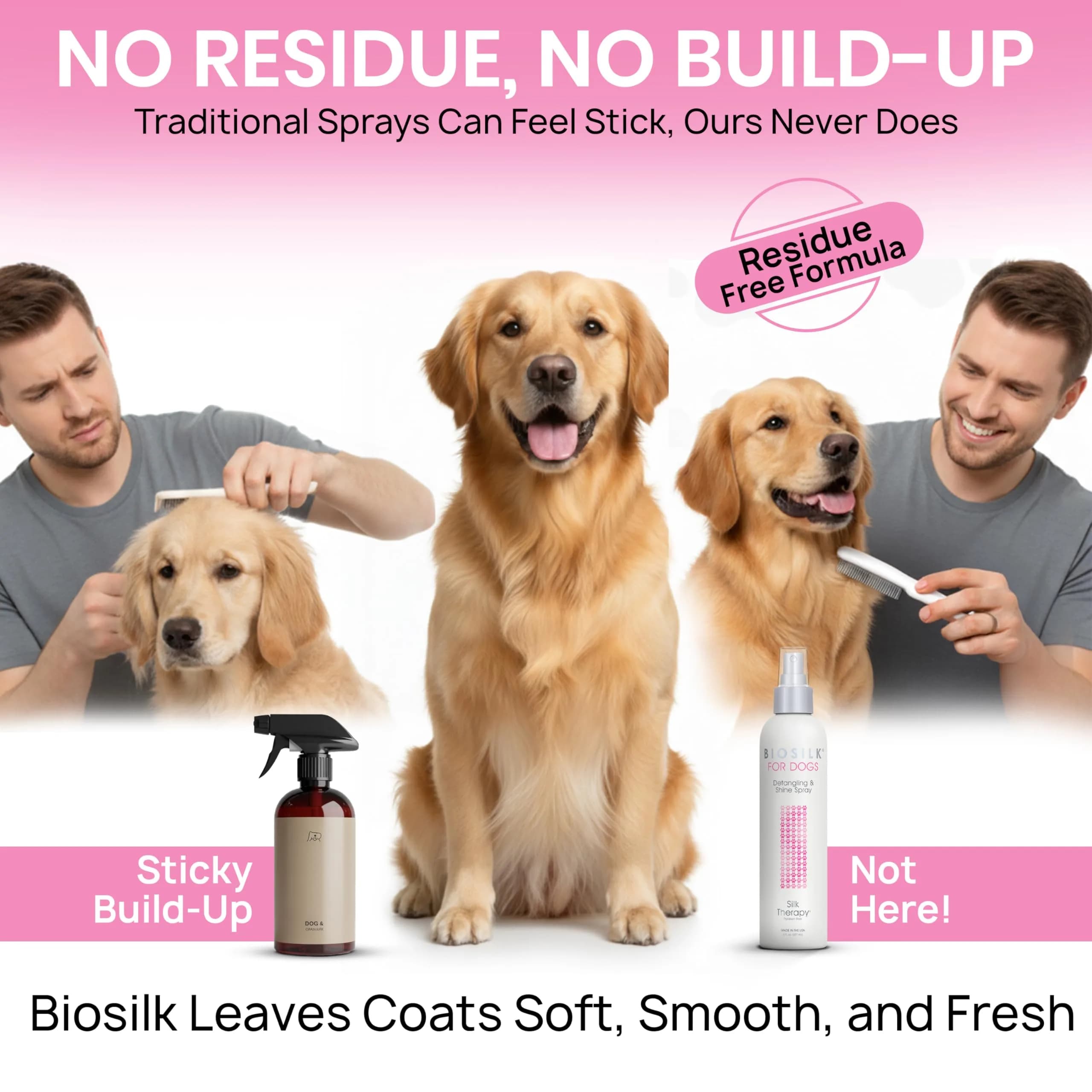 BioSilk for Dogs Silk Therapy Detangling and Shine Spray 237ml (8 Fl Oz) | pH Balanced Leave-In Mist for Dematting - view 6