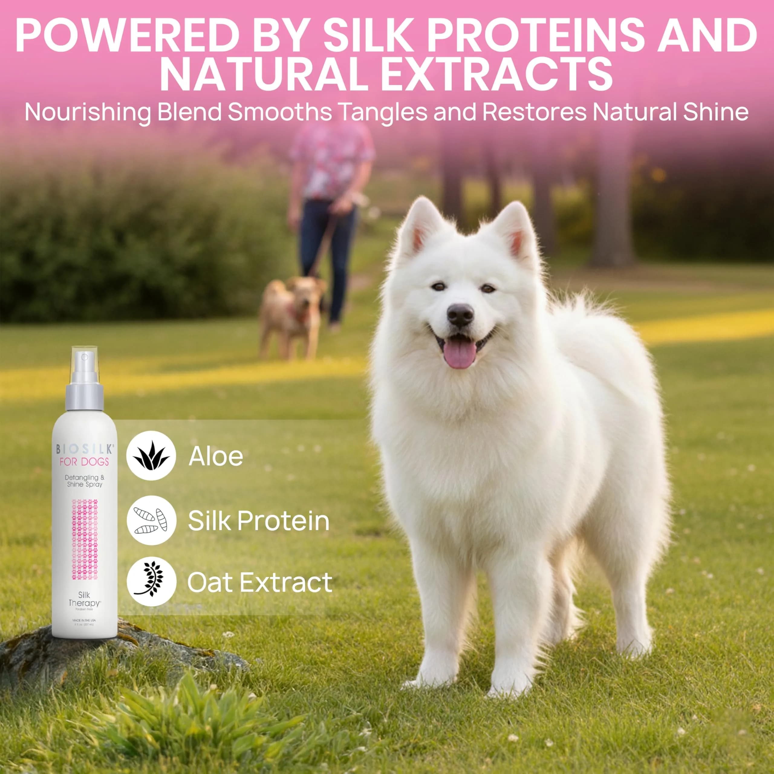 BioSilk for Dogs Silk Therapy Detangling and Shine Spray 237ml (8 Fl Oz) | pH Balanced Leave-In Mist for Dematting - view 7