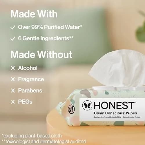 The Honest Company Multi-Use Baby Wipes, Geo Mood, 288 Count | Compostable, Plant-Based, Hypoallergenic, 99% Water thumbnail 7
