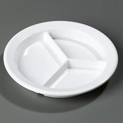 Carlisle FoodService Dallas Ware Plastic Divided Plate 9 Inches | Heavy-Duty Melamine, 3 Compartments, White thumbnail 9