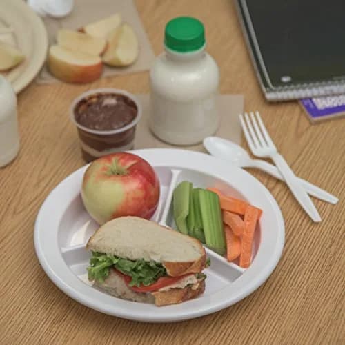 Carlisle FoodService Dallas Ware Plastic Divided Plate 9 Inches | Heavy-Duty Melamine, 3 Compartments, White thumbnail 3