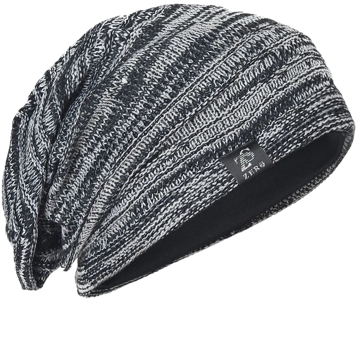 FORBUSITE Slouchy Oversized Beanie Knit Cap Black & Grey | Dual Layer Warmth for All Seasons - main product image